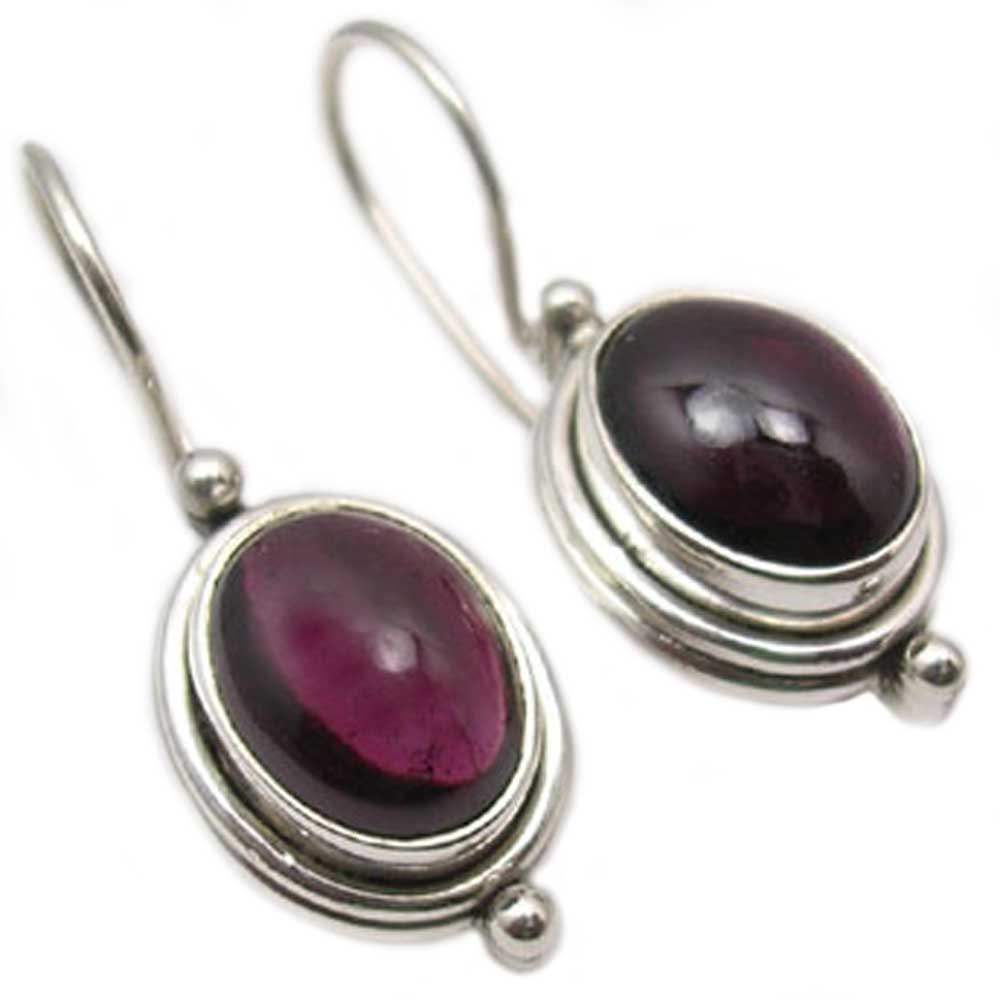 Boucles d’oreilles grenat en argent massif 925