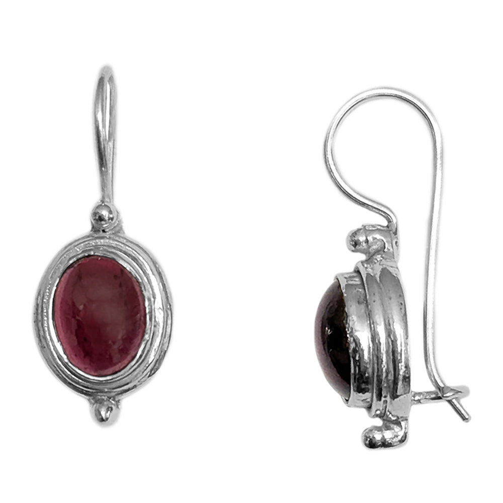 Garnet sterling silver earrings