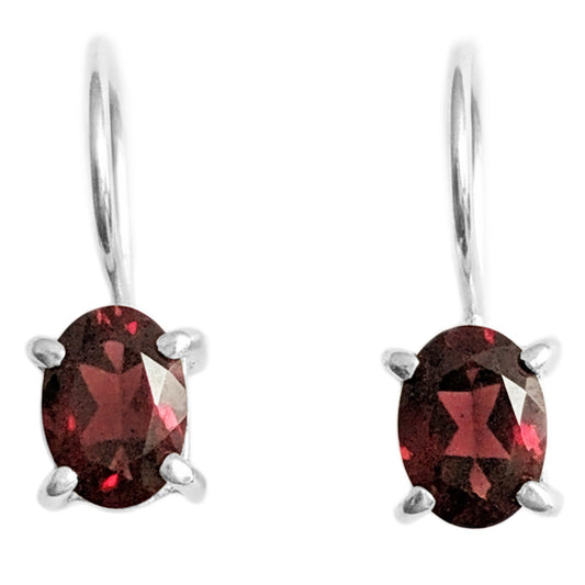 Boucles d’oreilles grenat en argent massif 925