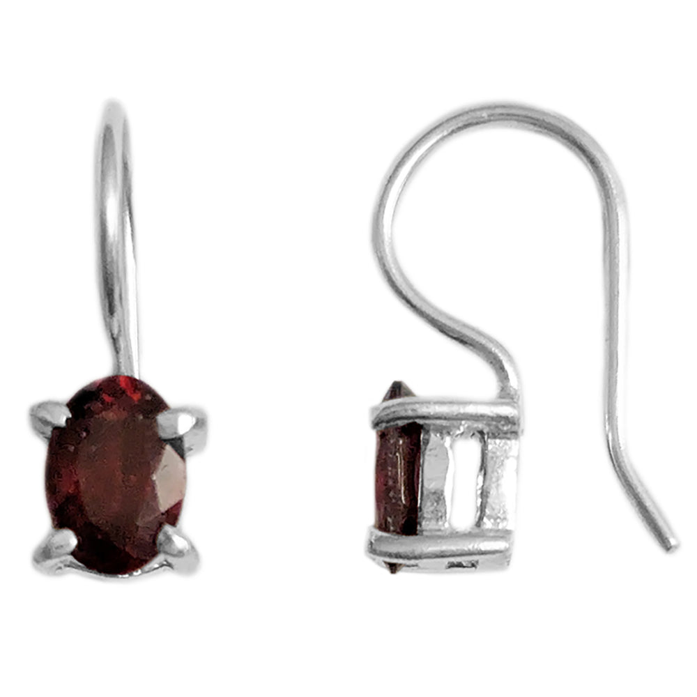 Boucles d’oreilles grenat en argent massif 925