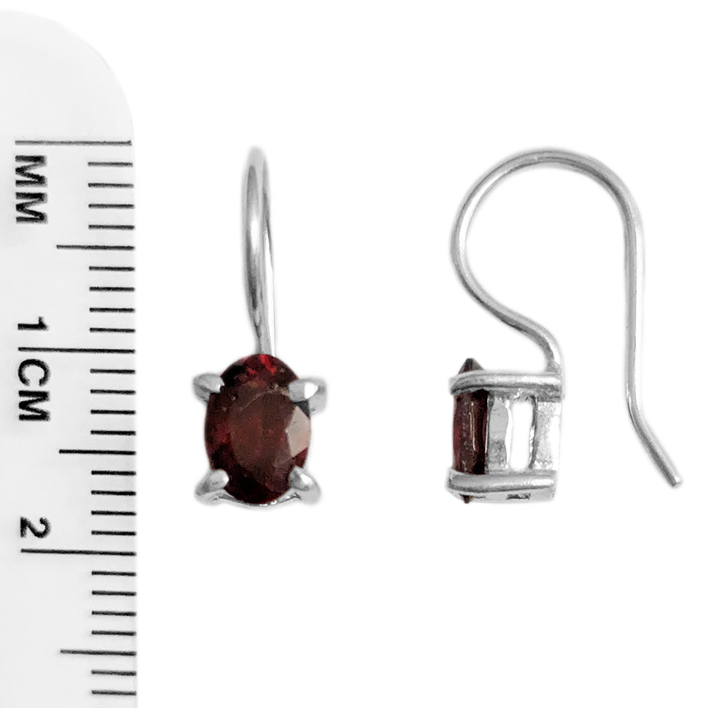 Boucles d’oreilles grenat en argent massif 925