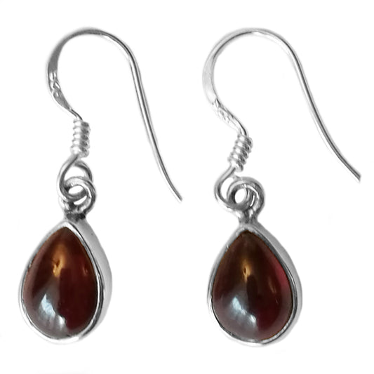 Garnet sterling silver drop earrings