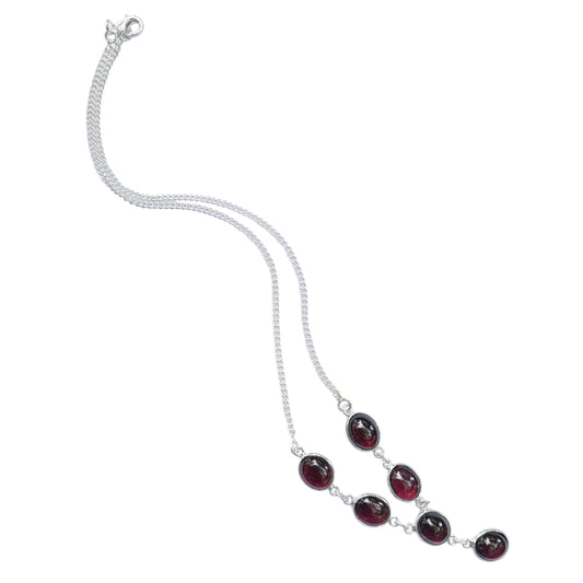 Collier grenat en argent massif 925