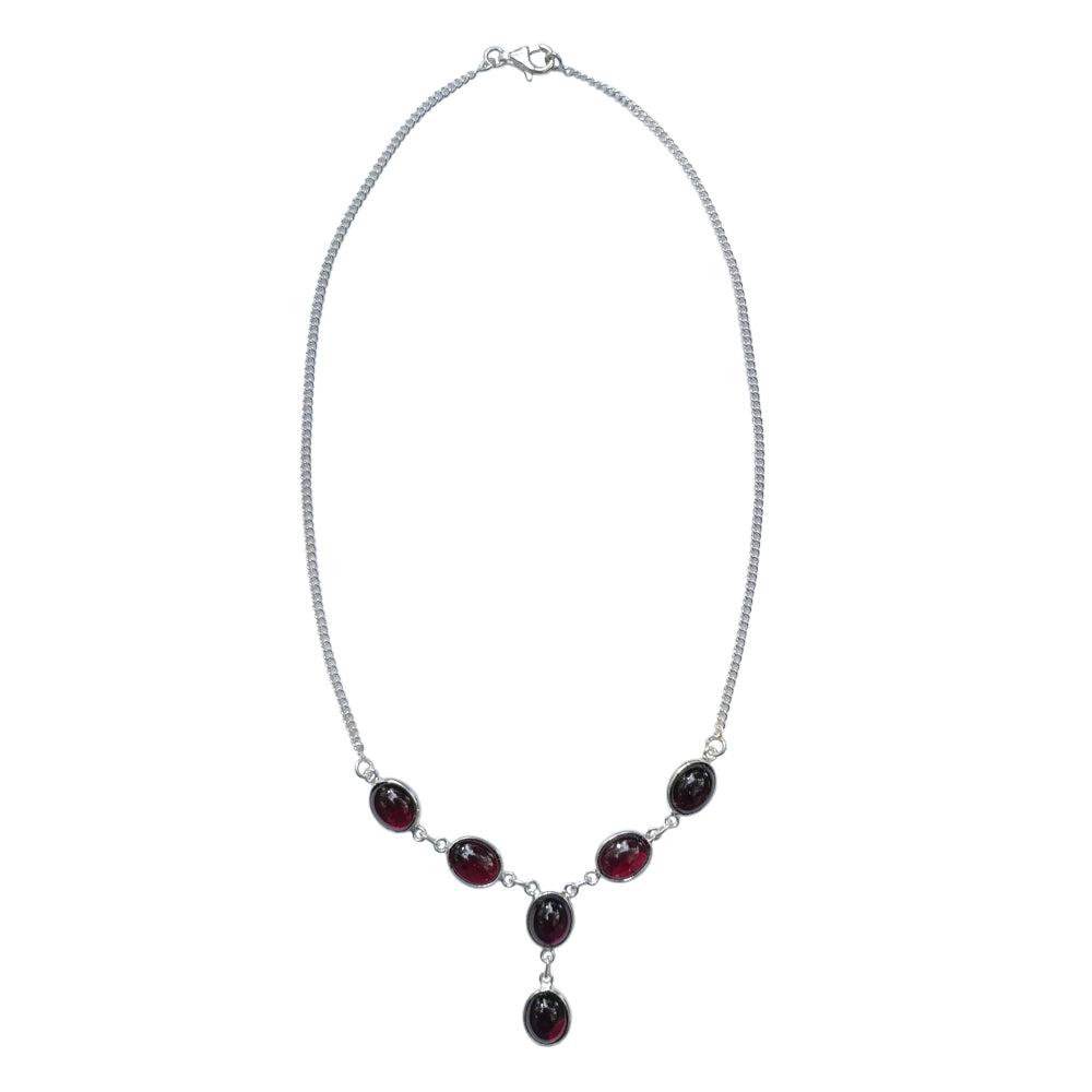 Collier grenat en argent massif 925