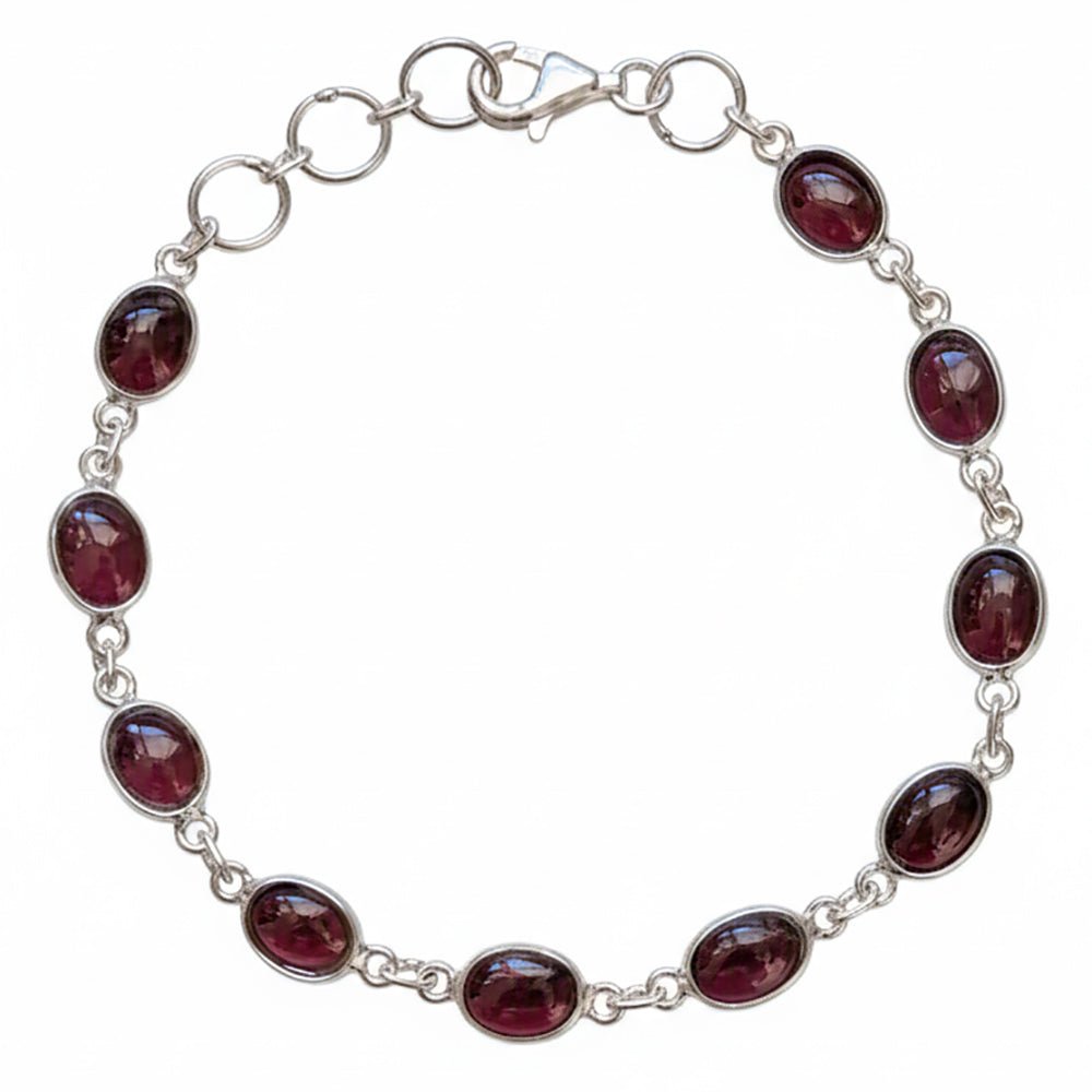 Bracelet grenat en argent massif 925