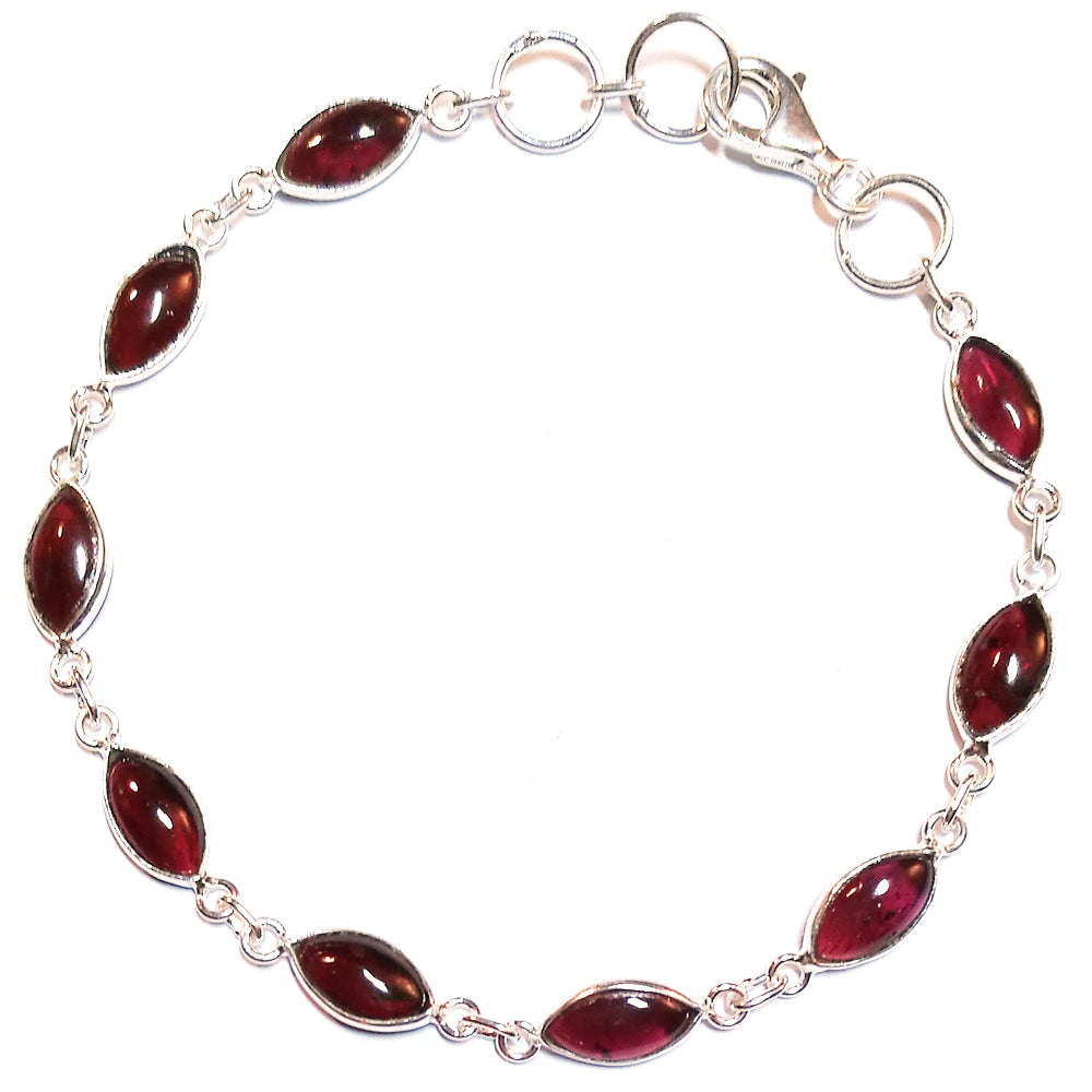 Bracelet grenat en argent massif 925
