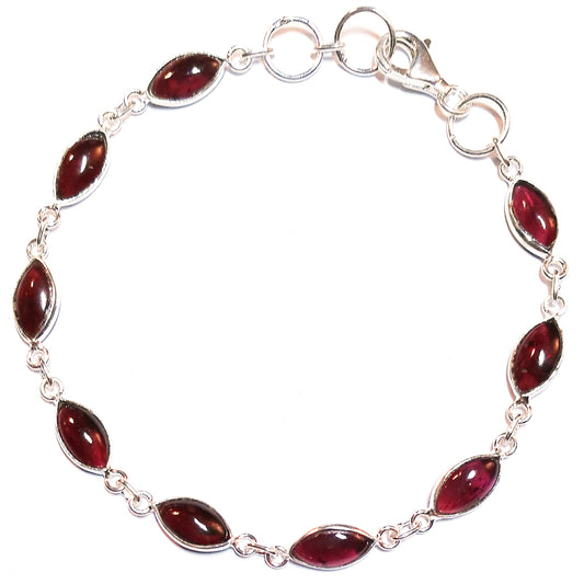 Bracelet grenat en argent massif 925