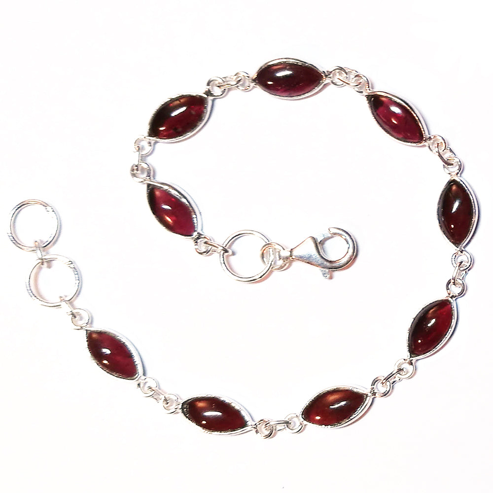 Bracelet grenat en argent massif 925