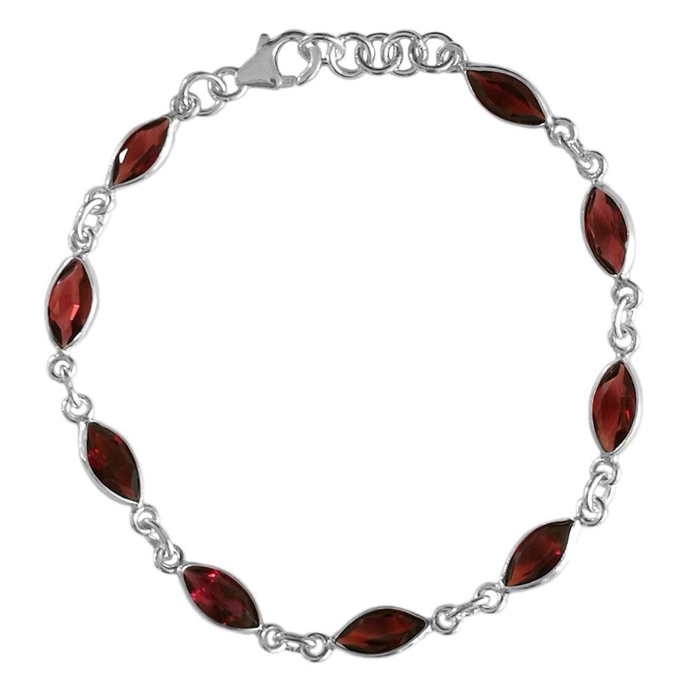 Garnet sterling silver bracelet