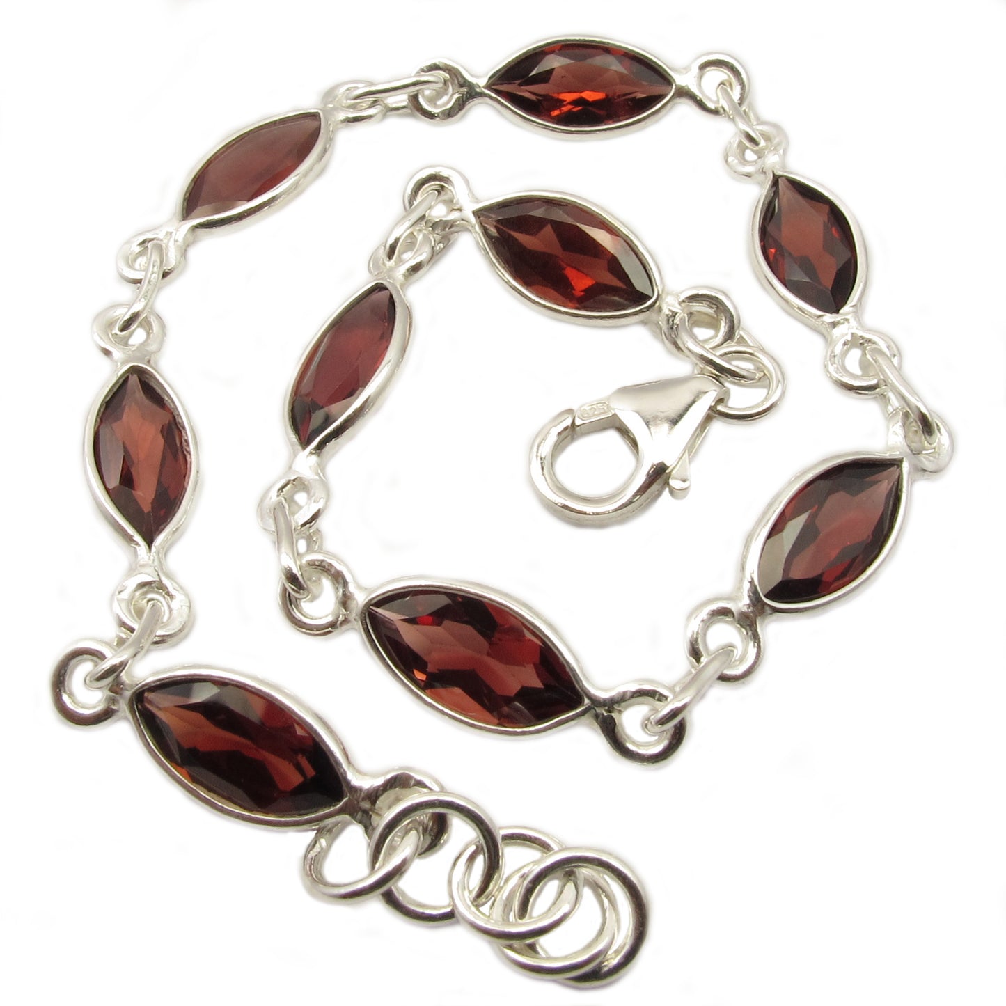 Garnet sterling silver bracelet