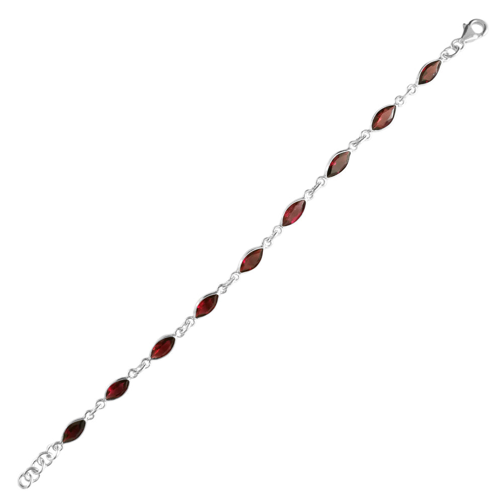 Garnet sterling silver bracelet