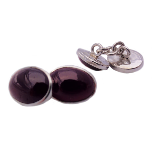 Garnet cufflinks in sterling silver 925