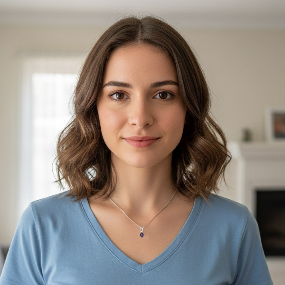 Pendentif iolite en argent massif 925