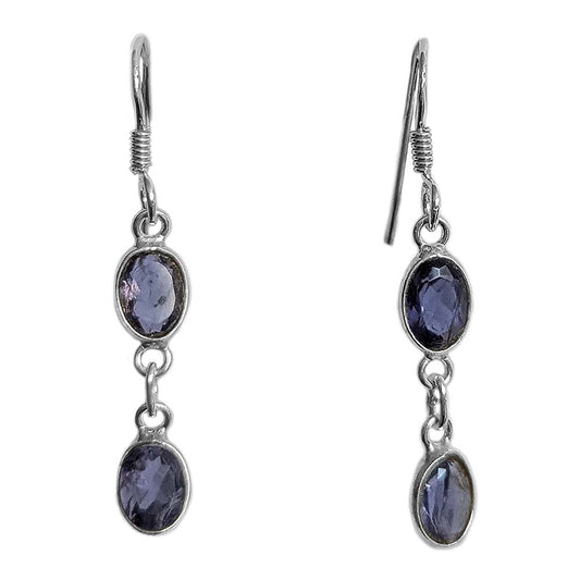 Iolite sterling silver drop earrings