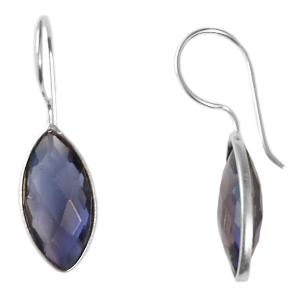 Boucles d’oreilles pendantes iolite en argent massif 925