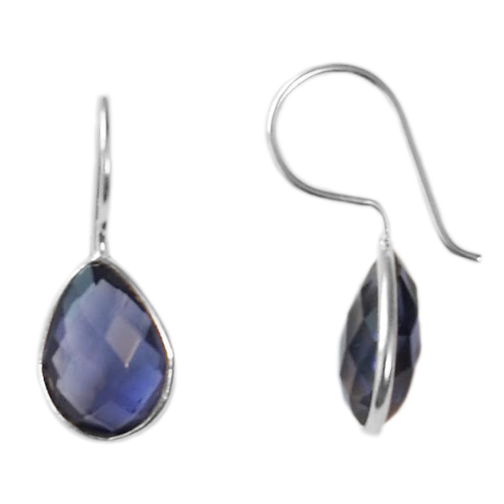 Boucles d’oreilles pendantes iolite en argent massif 925