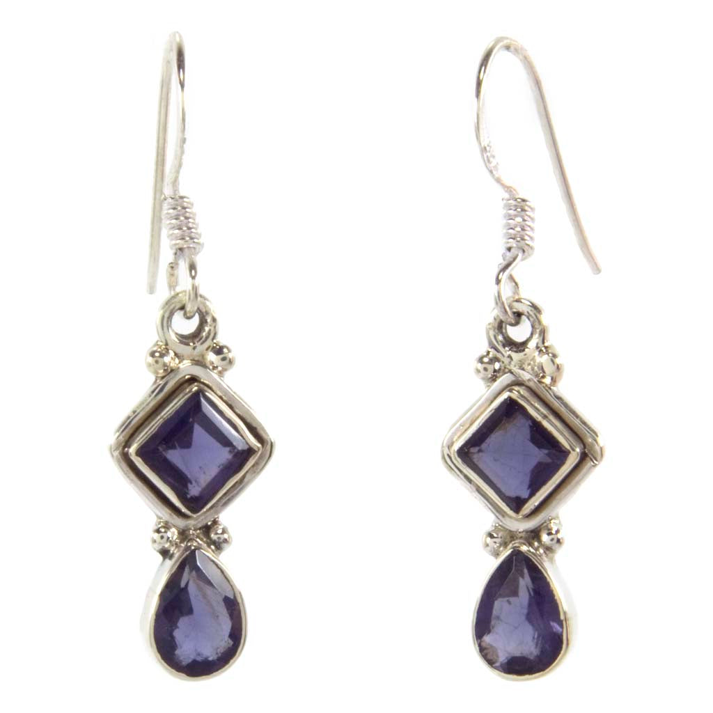 Iolite sterling silver drop earrings