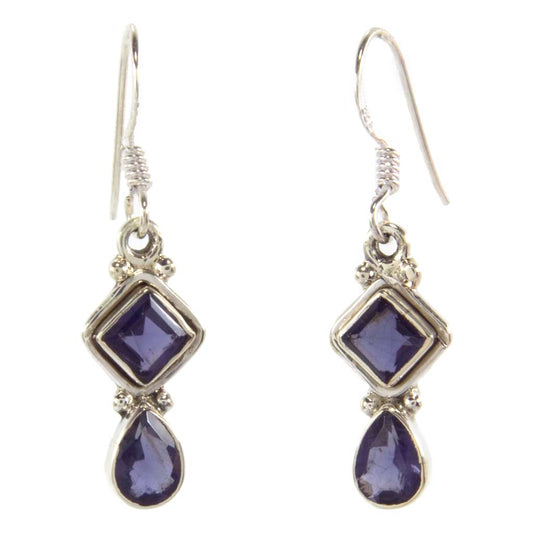 Boucles d’oreilles iolite en argent massif 925