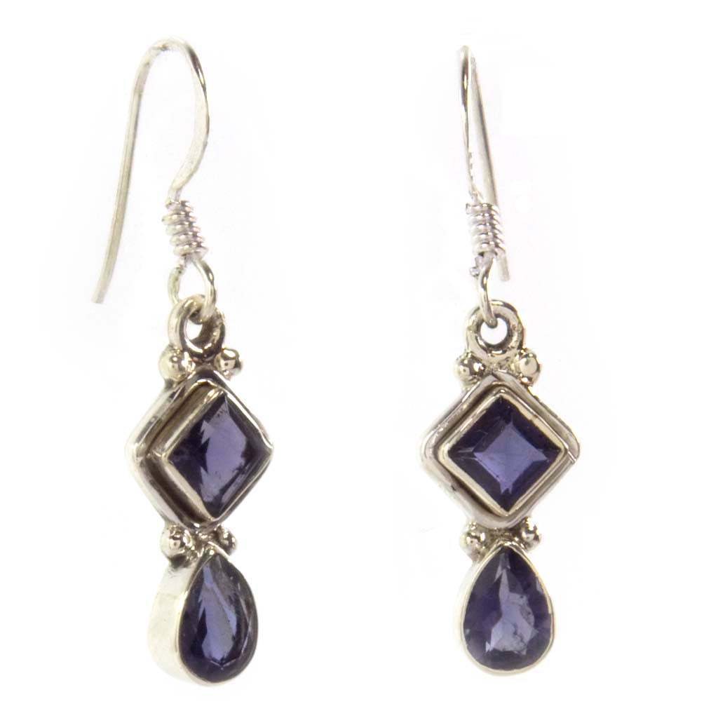 Iolite sterling silver drop earrings