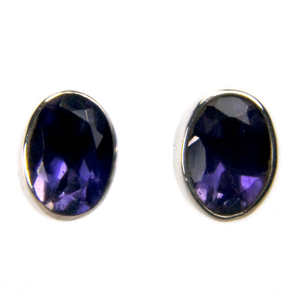 Clous d’oreilles iolite en argent massif 925