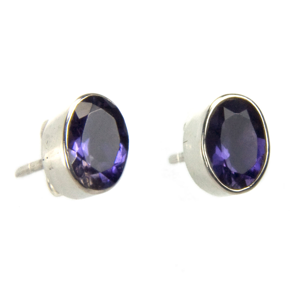 Iolite sterling silver ear studs