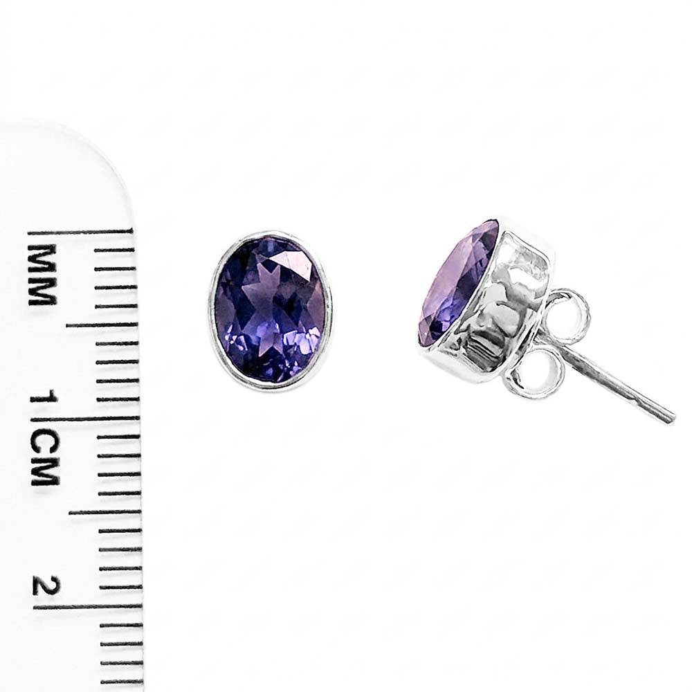 Clous d’oreilles iolite en argent massif 925