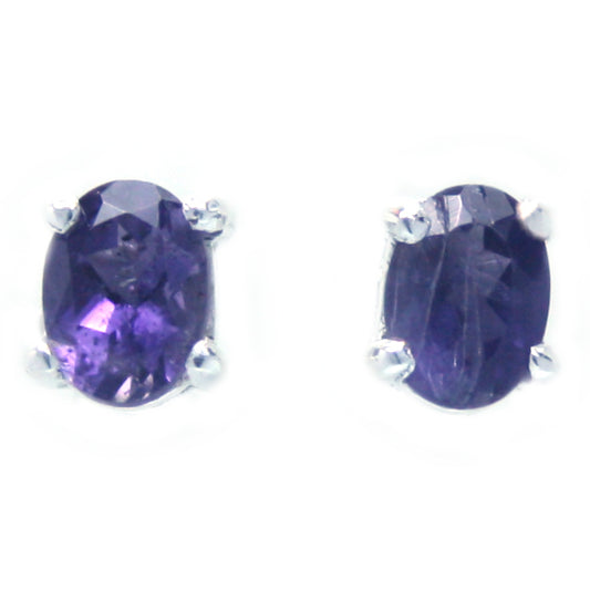 Iolite sterling silver ear studs