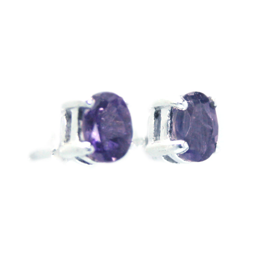 Clous d’oreilles iolite en argent massif 925