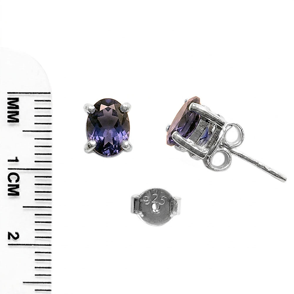 Iolite sterling silver ear studs