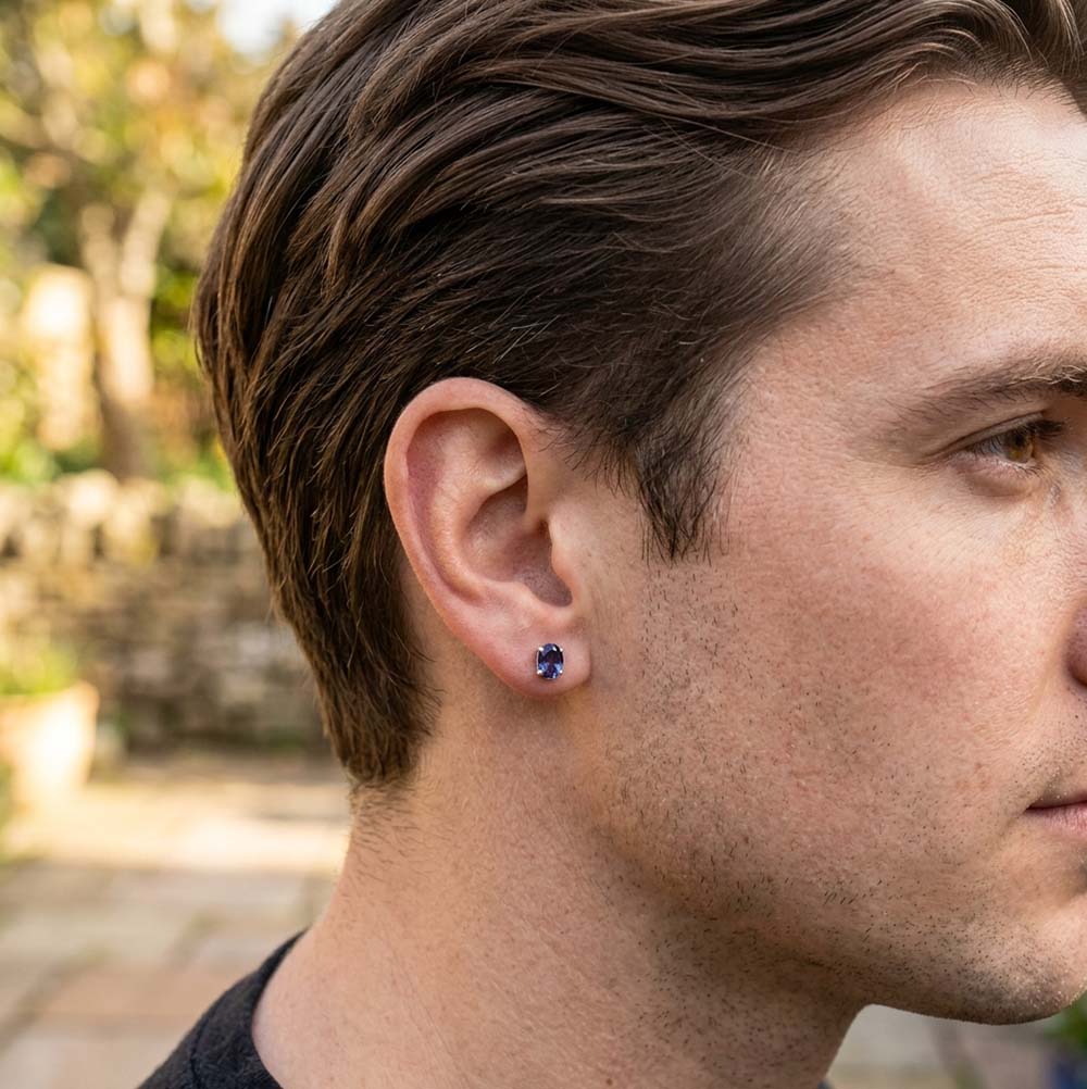 Iolite sterling silver ear studs
