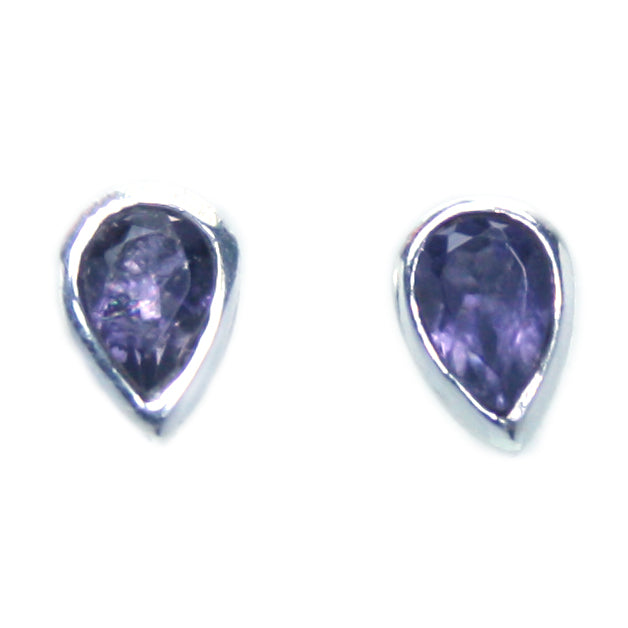 Iolite sterling silver ear studs