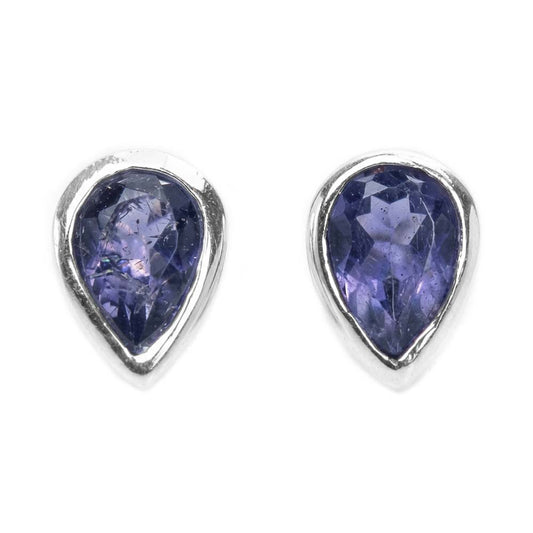 Iolite sterling silver ear studs