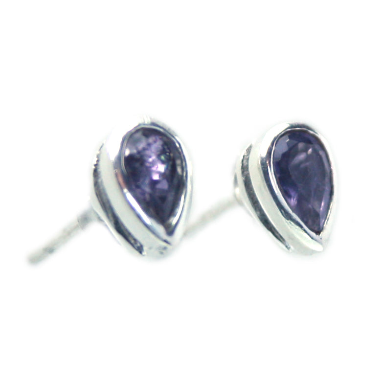 Clous d’oreilles iolite en argent massif 925