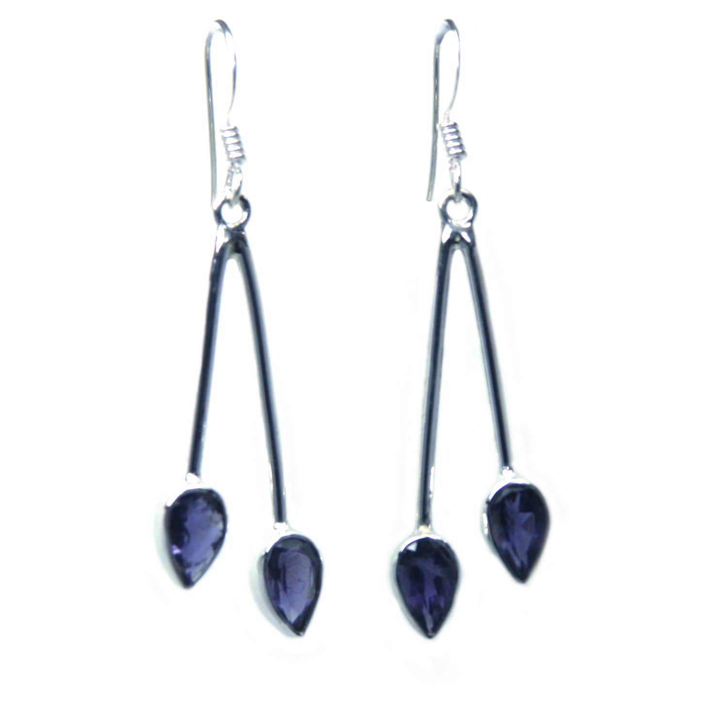 Boucles d’oreilles iolite en argent massif 925