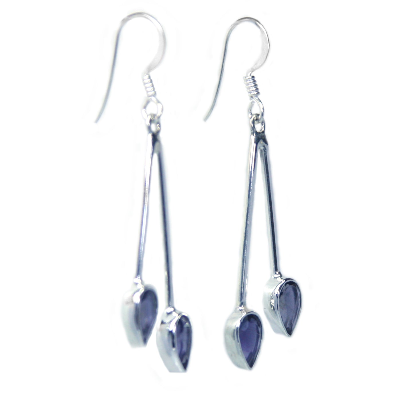 Boucles d’oreilles iolite en argent massif 925