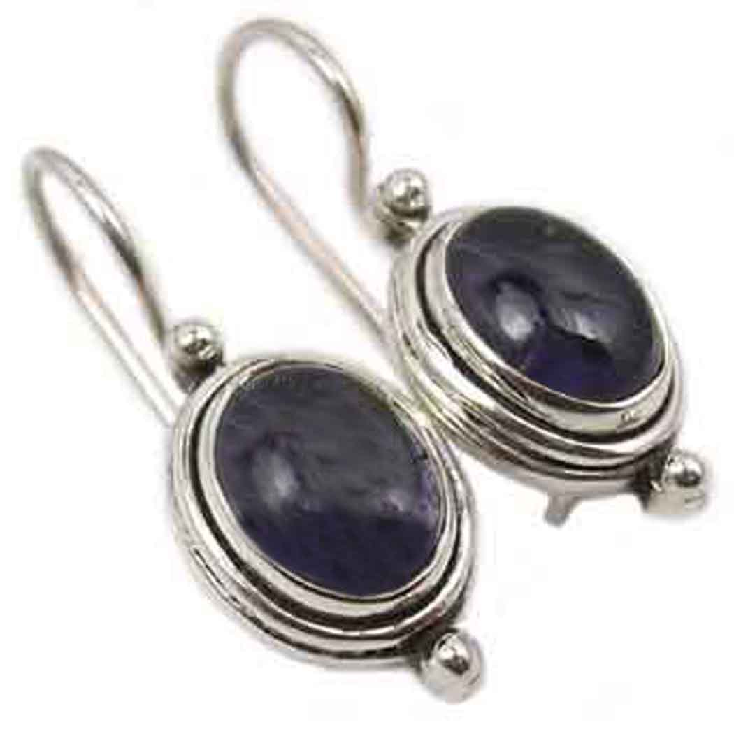 Boucles d’oreilles iolite en argent massif 925