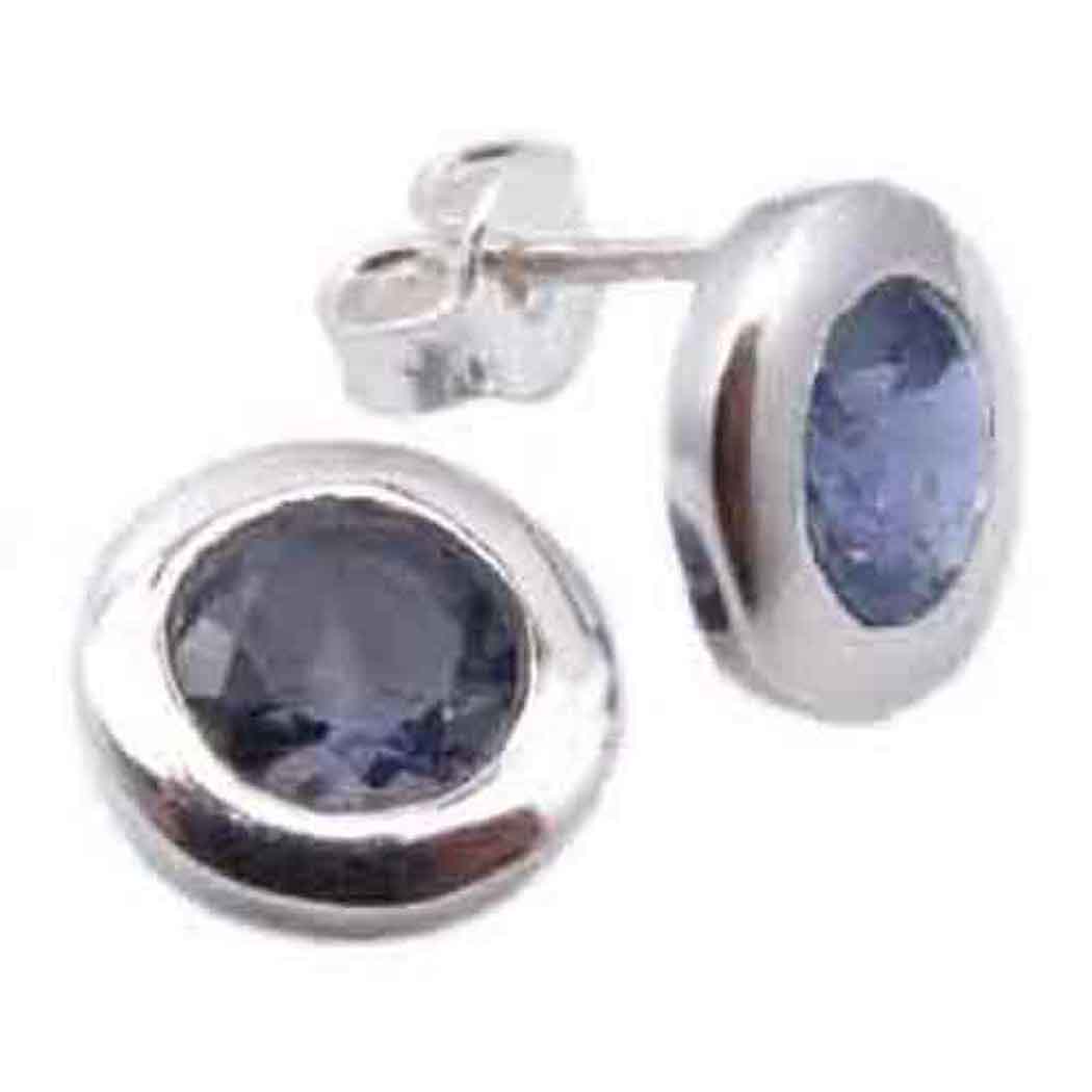 Clous d’oreilles iolite en argent massif 925