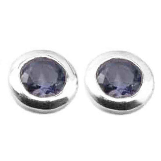 Clous d’oreilles iolite en argent massif 925