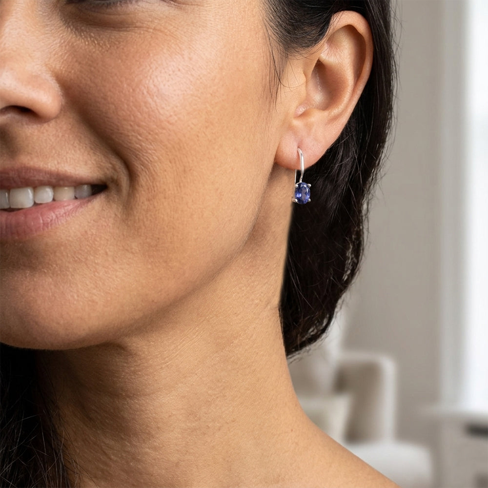 Boucles d’oreilles iolite en argent massif 925
