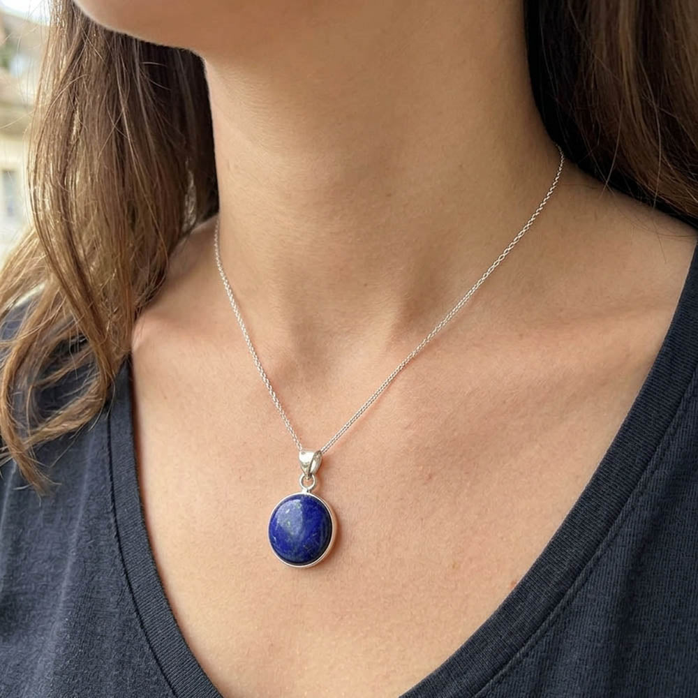 Pendentif lapis-lazuli en argent massif 925