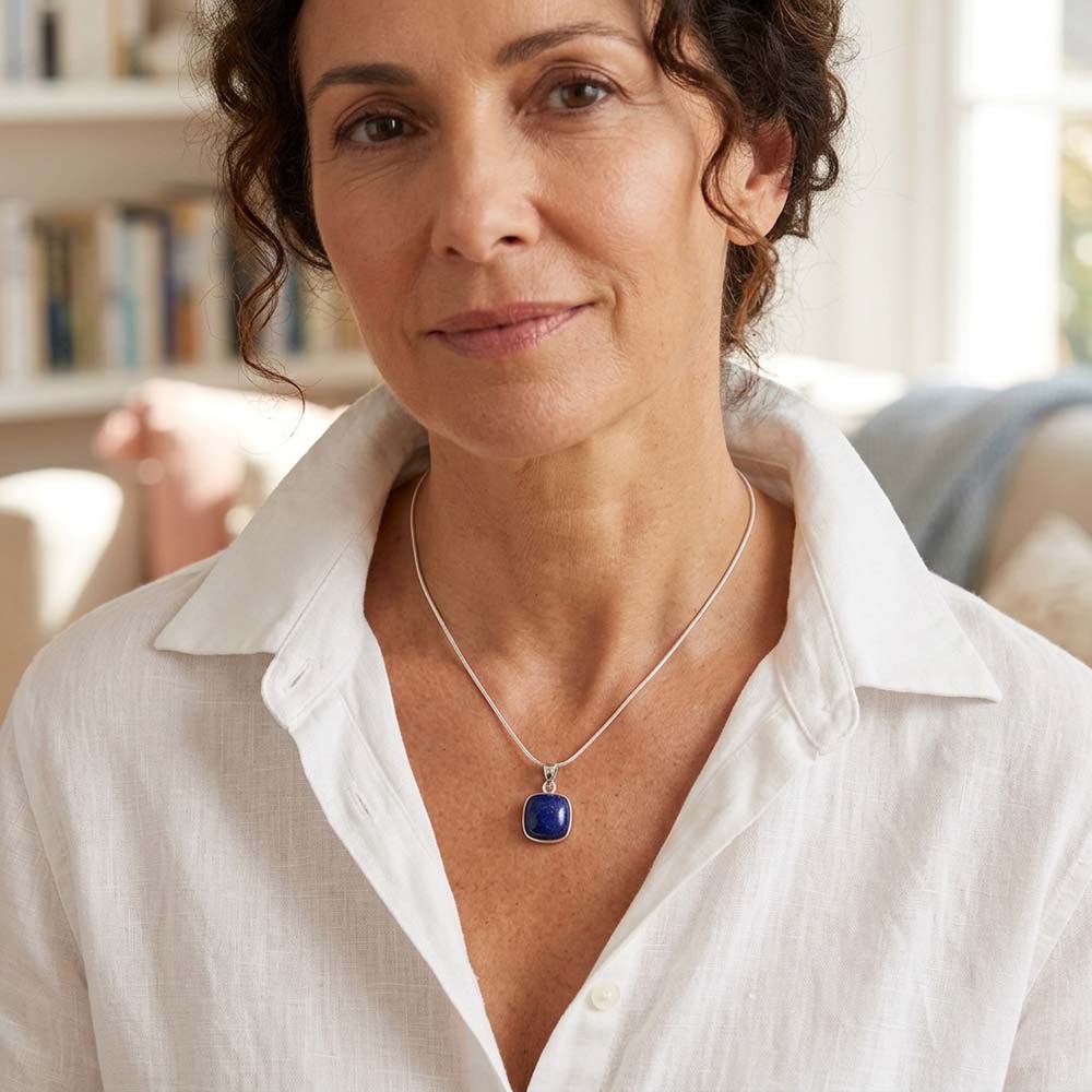 Pendentif lapis-lazuli en argent massif 925