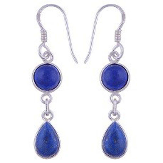 Boucles d’oreilles pendantes lapis-lazuli en argent massif 925
