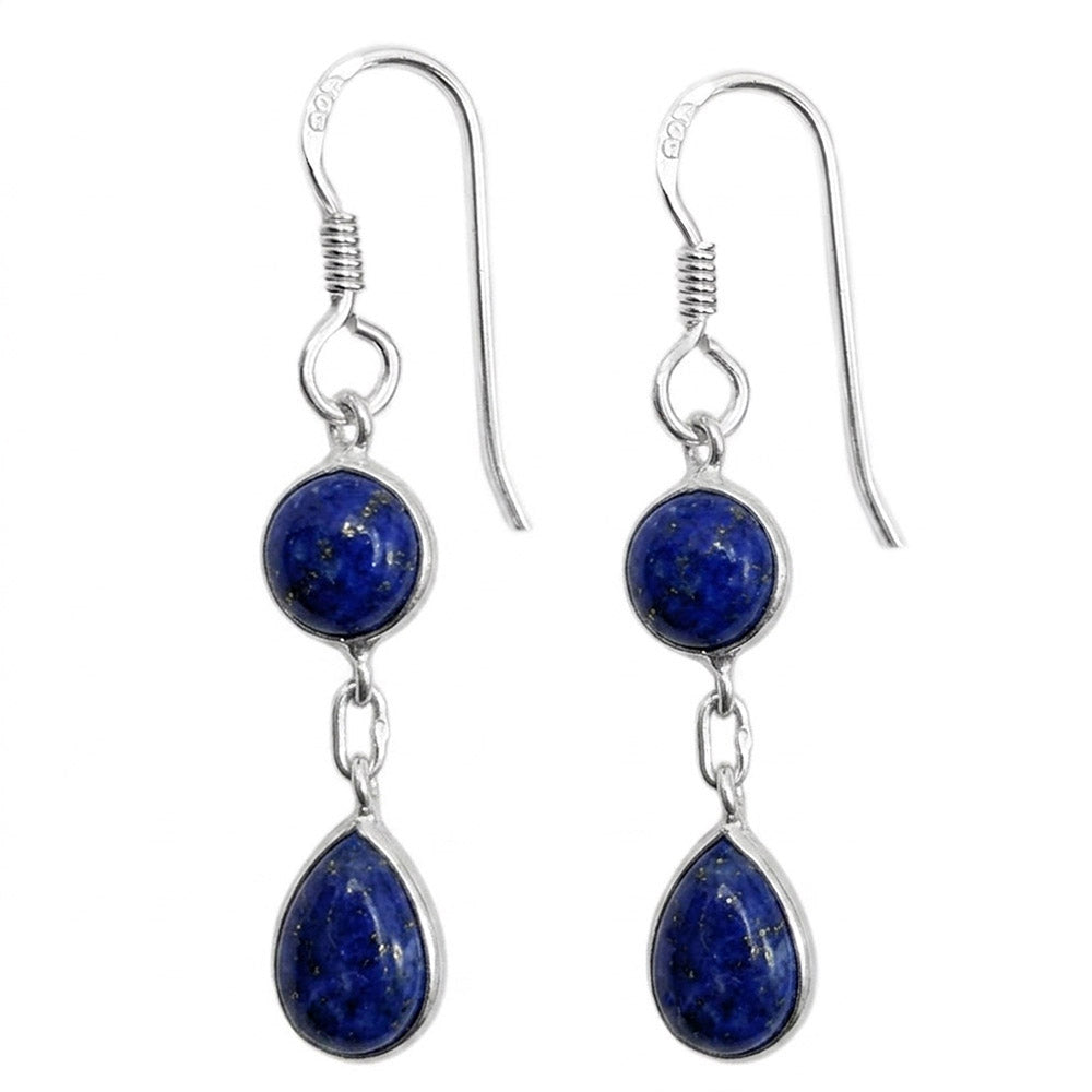 Boucles d’oreilles pendantes lapis-lazuli en argent massif 925