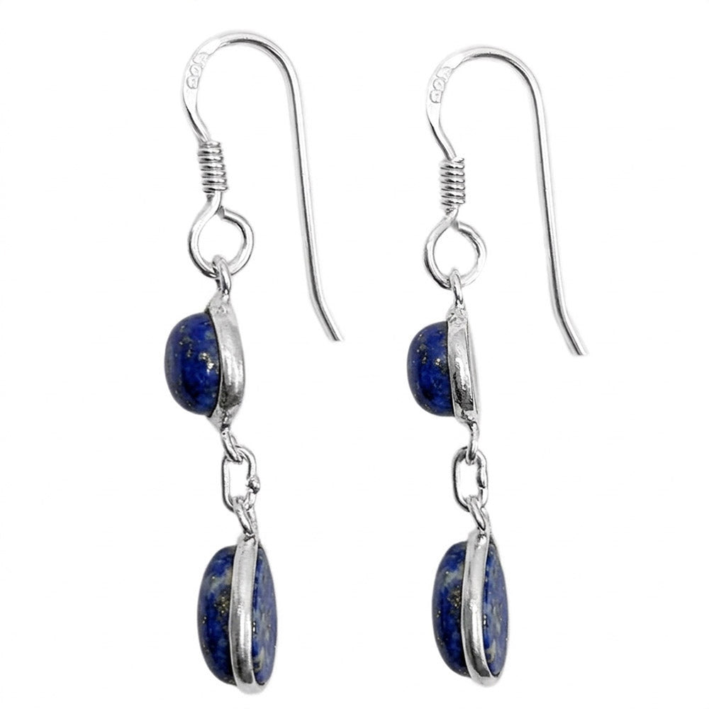 Boucles d’oreilles pendantes lapis-lazuli en argent massif 925