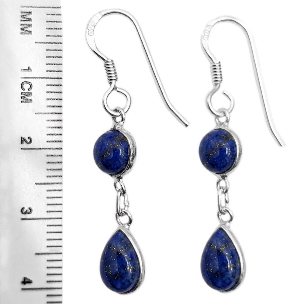 Boucles d’oreilles pendantes lapis-lazuli en argent massif 925