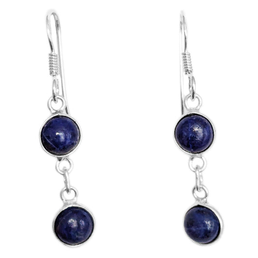 Boucles d’oreilles pendantes lapis-lazuli en argent massif 925