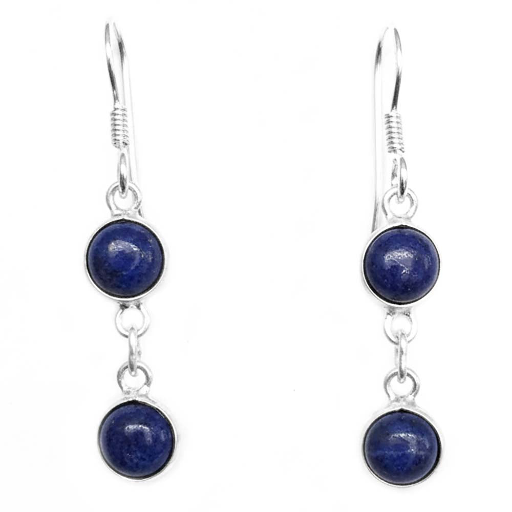 Boucles d’oreilles pendantes lapis-lazuli en argent massif 925