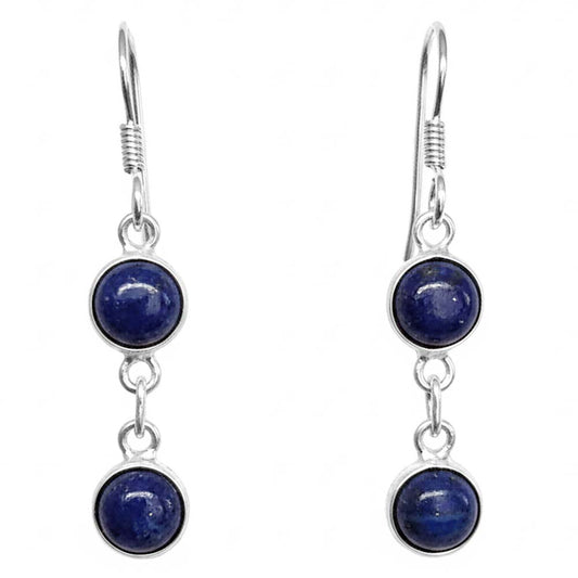 Boucles d’oreilles pendantes lapis-lazuli en argent massif 925