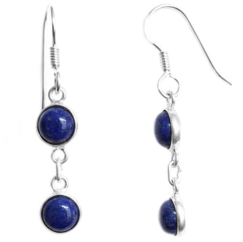 Boucles d’oreilles pendantes lapis-lazuli en argent massif 925