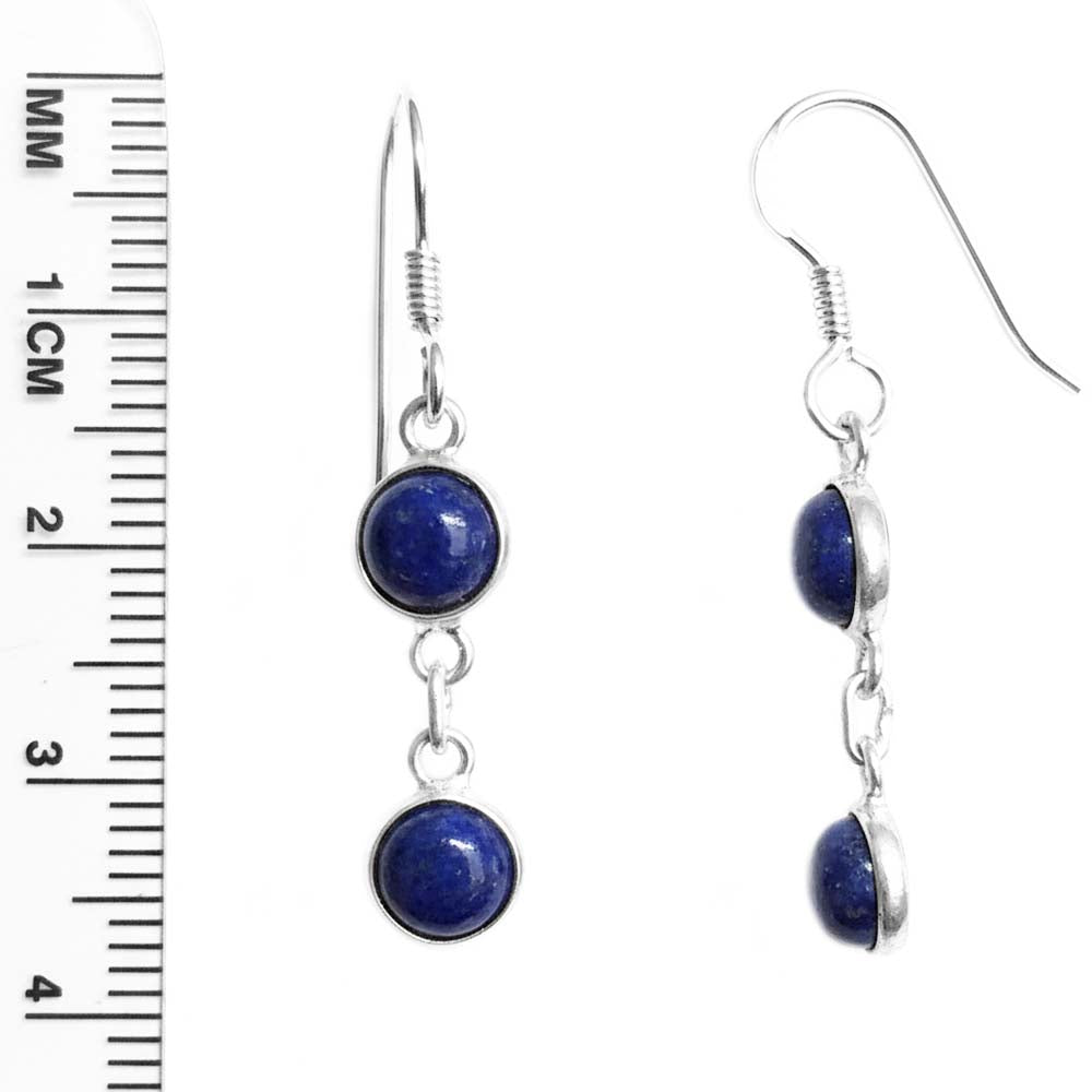 Boucles d’oreilles pendantes lapis-lazuli en argent massif 925